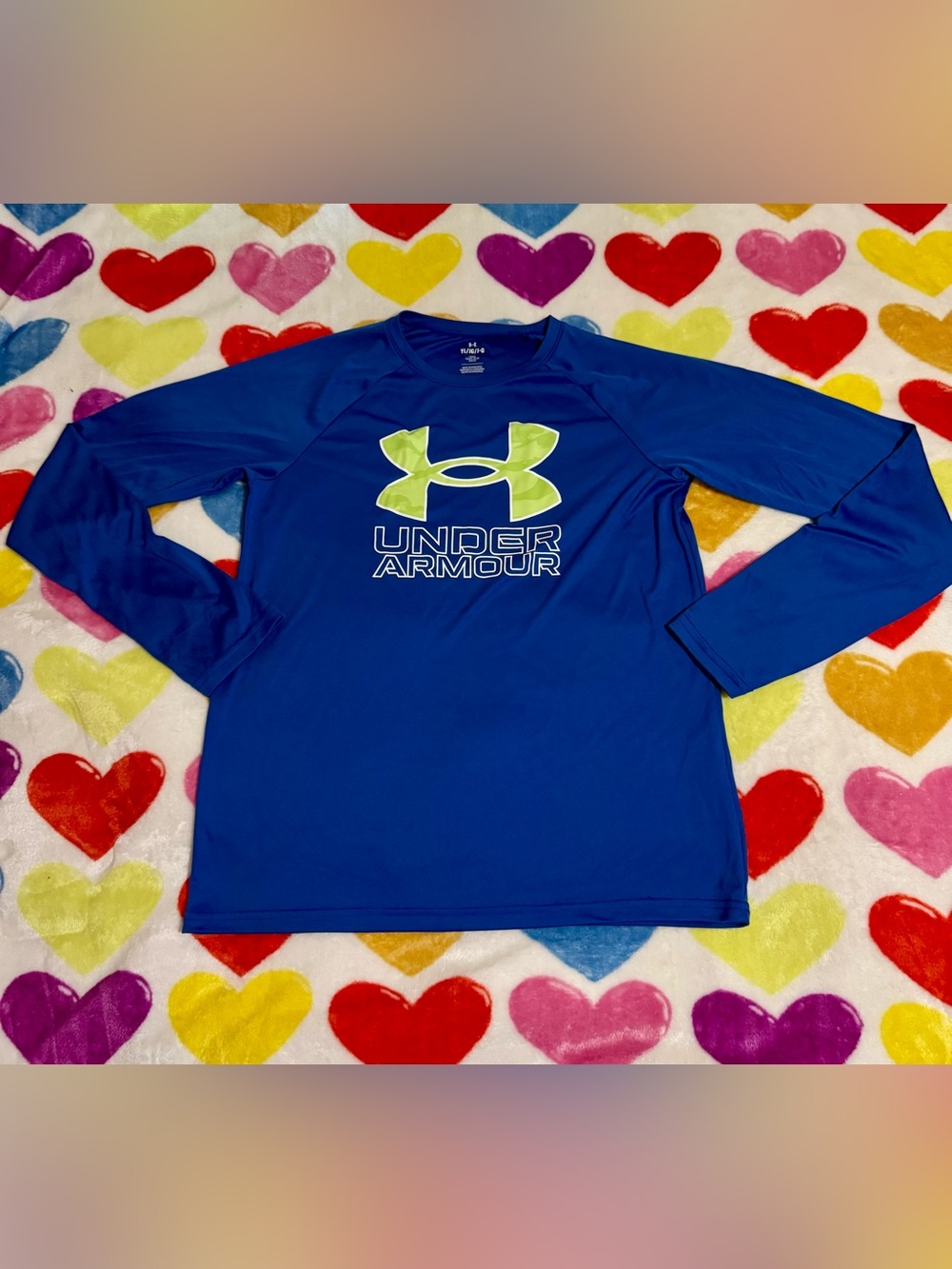 Under Armour Royal Blue Long-Sleeve Shirt with Lime Logo